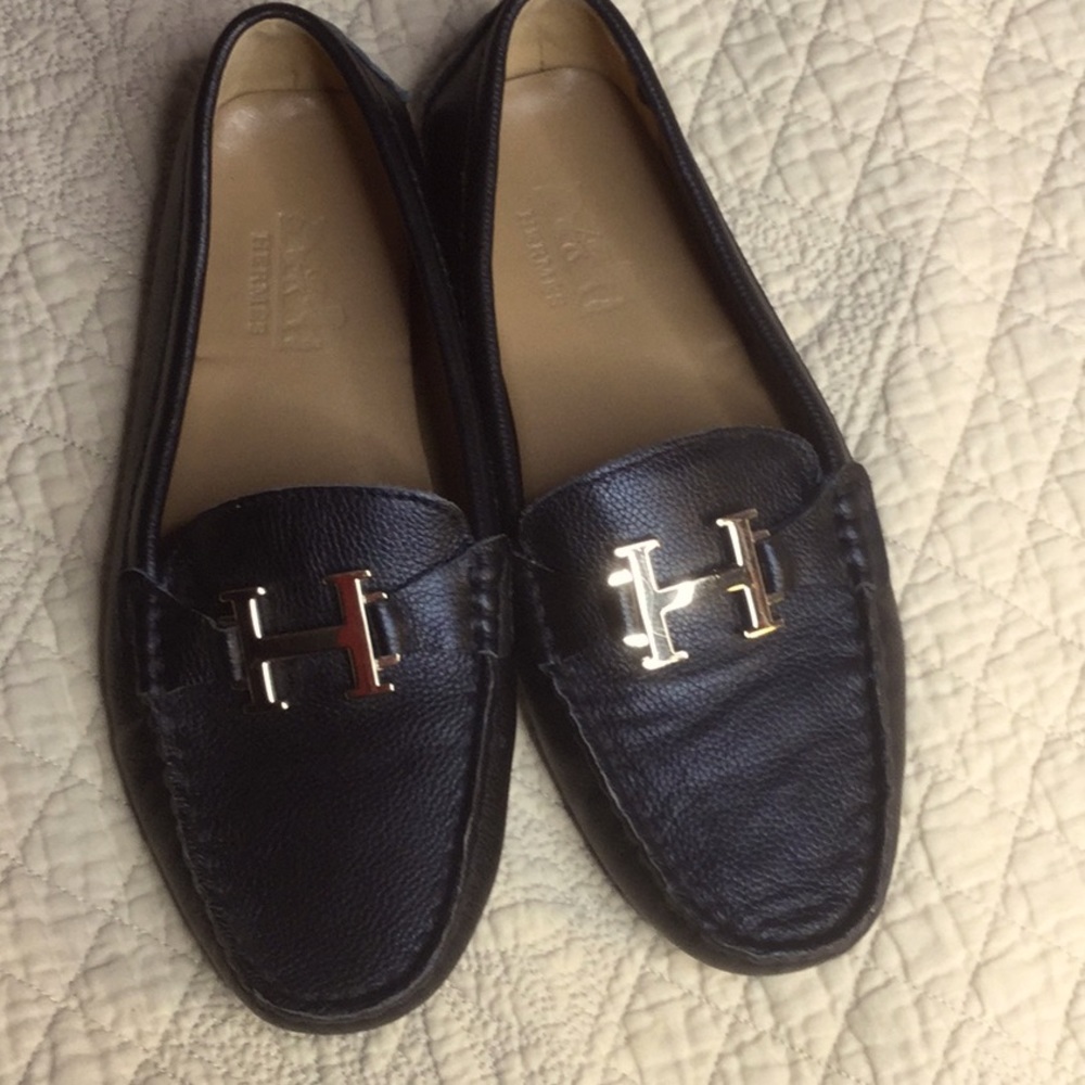 Vintage Hermès loafer black leather